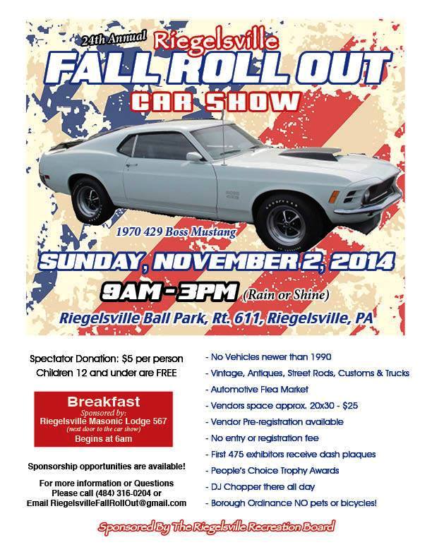 24th Annual Riegelsville Fall Roll Out Car Show Hotrod Hotline